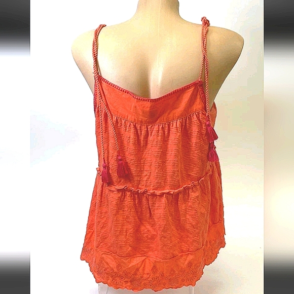 Anthropologie Vibrant Coral 100% Cotton Camisole Sz Small - Picture 3 of 5